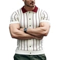 thumbnail image 6 of Maean Mens Striped Short Sleeve Top Sweaters Collared Fashion Dressy Knit Shirts for Work Business Blouses, 6 of 6
