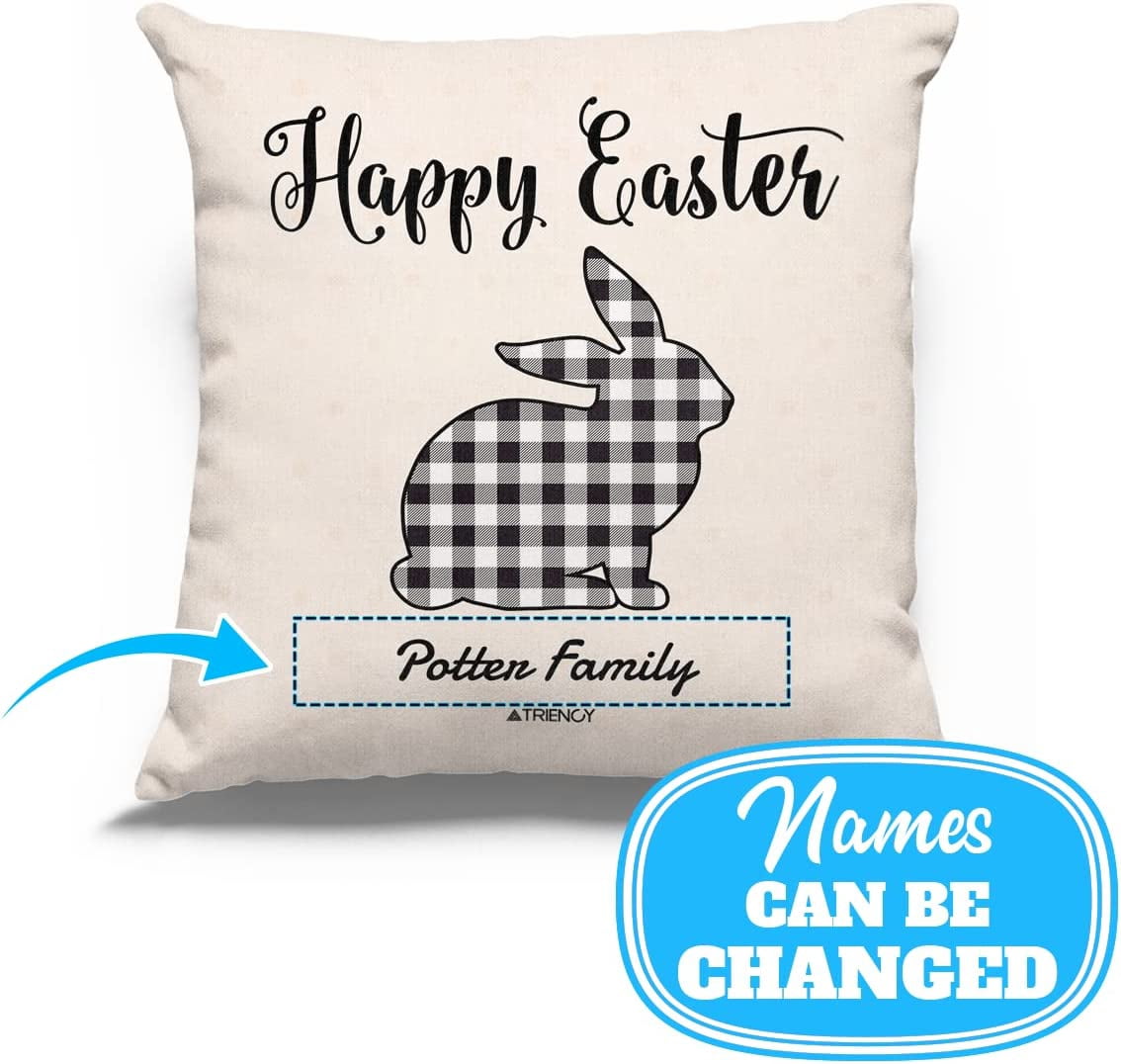 Personalized Holiday Plaid Throw Pillow