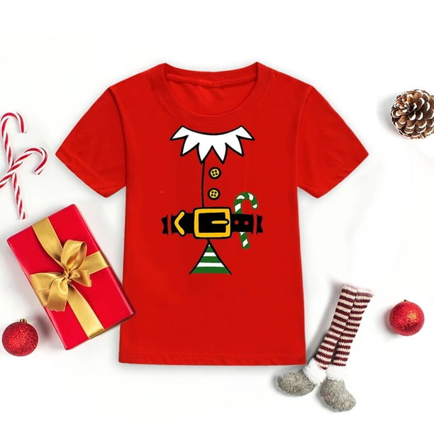 Camiseta con estampado de cinturón de Papá Noel para niños, camiseta para fiesta de Navidad, ropa de Navidad para niñas y niños, ropa, regalos para niños pequeños