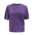 thumbnail image 4 of IWRICH Women's Full Sequin Sparkle Tops Shimmer Glitter Crew Neck Short Sleeve Shirts Disco Party Tee Shirts Tunic Blouse Purple One Size, 4 of 4