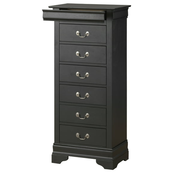 Louis Phillipe Black 7 Drawer Chest of Drawers (22 in L. X 16 in W. X 51 in H.)