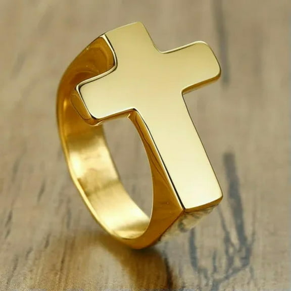 5MM Gold/Silver/Black Cross Band Men's 316L Stainless Steel Party Ring Size 8-12