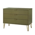 thumbnail image 4 of Pemberly Row Commode Standard à 3 Tiroirs en 2 Pcs et Table de Nuit 1.0 en Vert Olive, 4 of 13