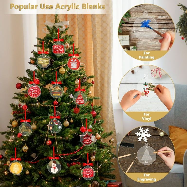 20 Pieces Acrylic Circle Keychain Blanks, 3.5 Round Clear Discs with 10  Metal Rings for Christmas Ornaments, DIY Crafts