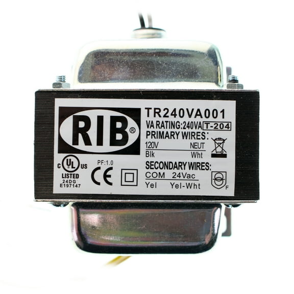 RIB TR240VA001 Step-Down Transformer, 120VAC to 24VAC, 240VA