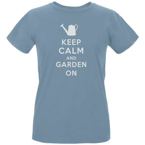 Mother's Day - Keep Calm & Garden On Women's Organic Blue T-Shirt - X-Large
