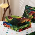 thumbnail image 5 of Manfei Cute Dinosaur Zipper Twin Comforter Sets with Fitted Sheet and 2 Pillowcases, Woodland Cartoon Animal Zipper Bedding Set, Dark Green, Polkadot Reversible, 4 Pieces, 5 of 7