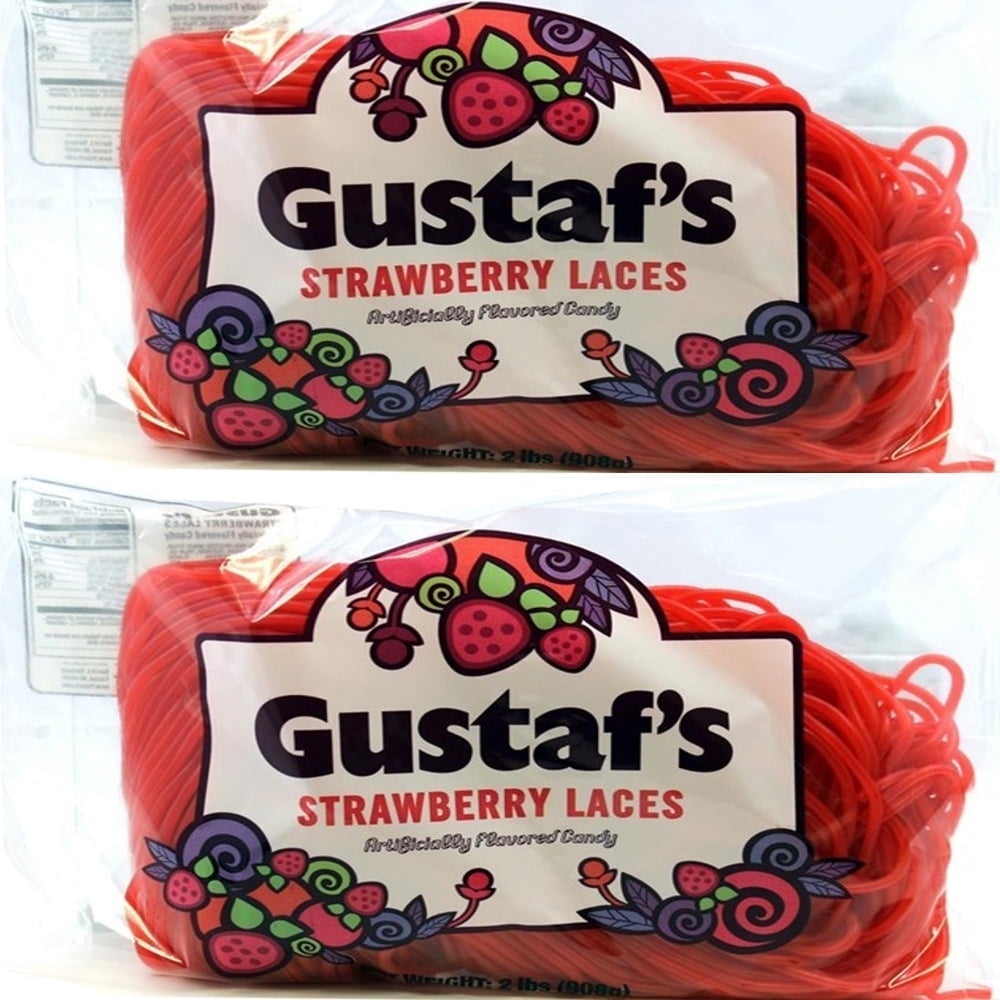 Gustaf's Shoestring Red Strawberry Licorice Laces, 4 lbs, 2 Pack