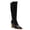 black, variant on Wome Knee High Boots Wide Calf Stacked Block Heel Pointed Toe Riding Boots