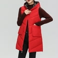 thumbnail image 4 of Baqcunre Puffer Vest Women Ladies Fall And Winter Wear Hooded Zipper Pocket Loose Sleeveless Coat Vest Fleece Jacket Womens Fall Fashion 2023 Red L, 4 of 8
