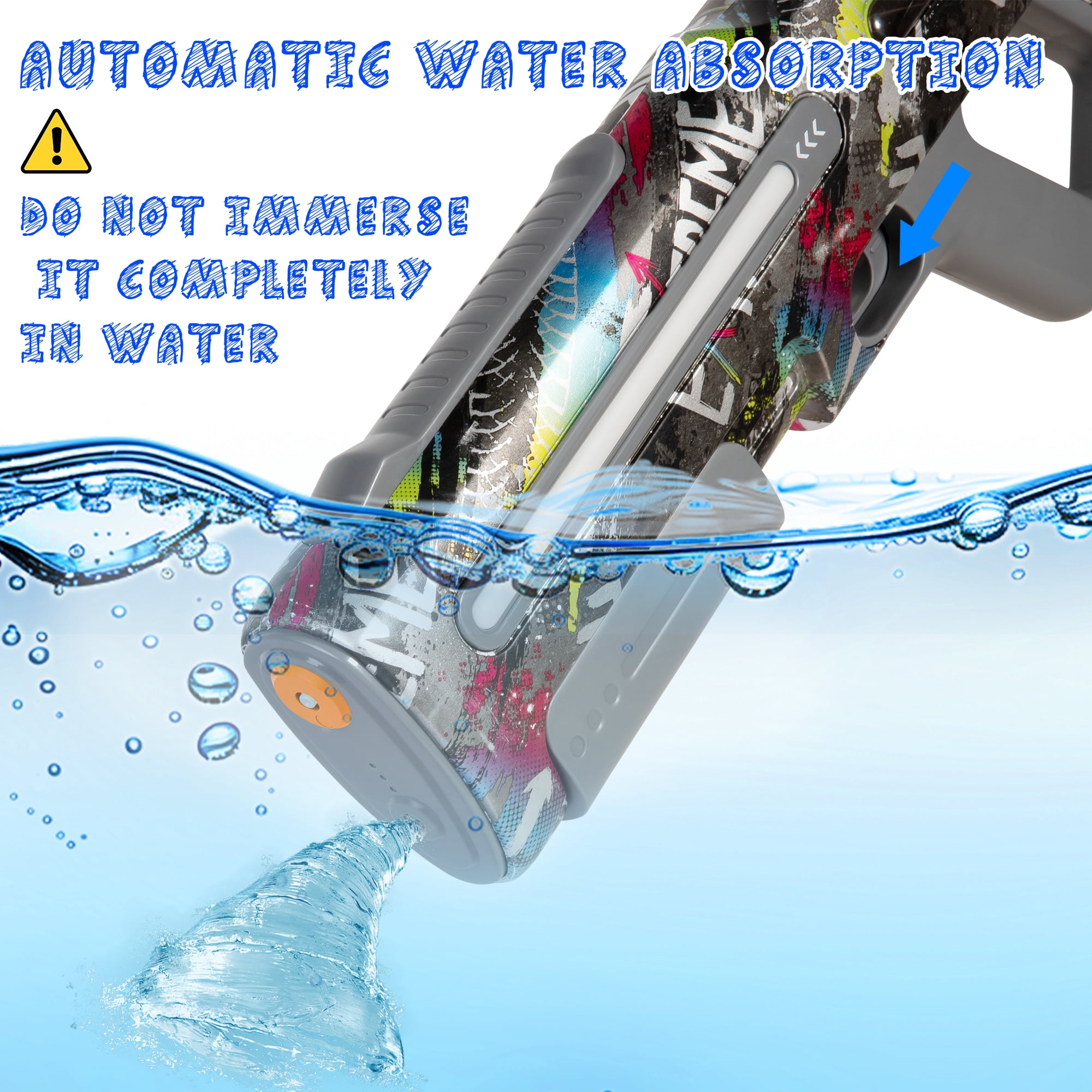 EMERBU Electric Water Gun for Ages 15+ Rechargeable with LED Light Outdoor Water Blaster