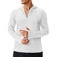 thumbnail image 2 of Mens Lightweight Full Zip Sun Protection Hoodie Long Sleeve Quick Dry Athletic Jacket with Thumb Holes Zip Pockets for Fishing Hiking,S,White, 2 of 8