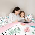 thumbnail image 5 of Feelyou Girly Pink Flamingo Queen Comforter Set, Coconut Palm Tree Bedding Sets, Summer Beach Reversible Bedding Comforter Set, Ultra Soft Home Decor, 3 Pieces, 5 of 8