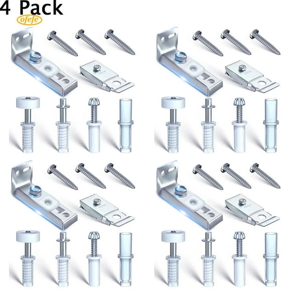 Bifold Door Hardware Repair Kit - 4 packs Bi-fold Sliding Closet Doors Replacement Parts Include Top & Bottom Bracket, 3/8" Pivot, 7/8" Guides Wheel, for Folding Pocket Door Accordion