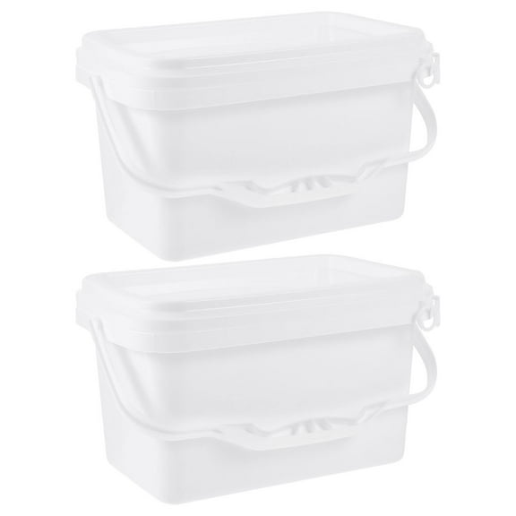 HEANUJJ 2Pcs Home Use Painting Bucket with Lid White Plastic and Easy to Handle