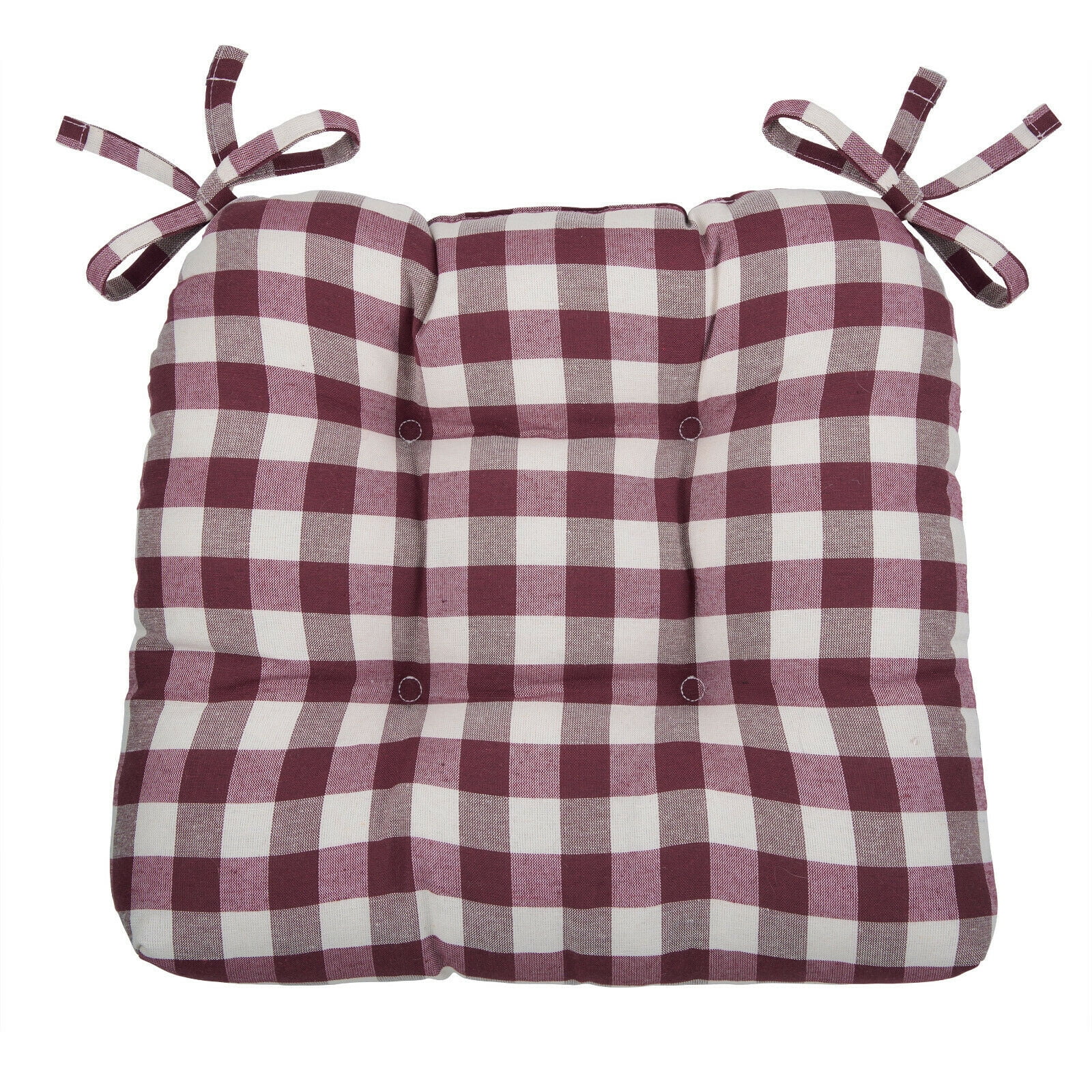Country Farmhouse Plush Buffalo Plaid Checkered Chair Cushion Pad With