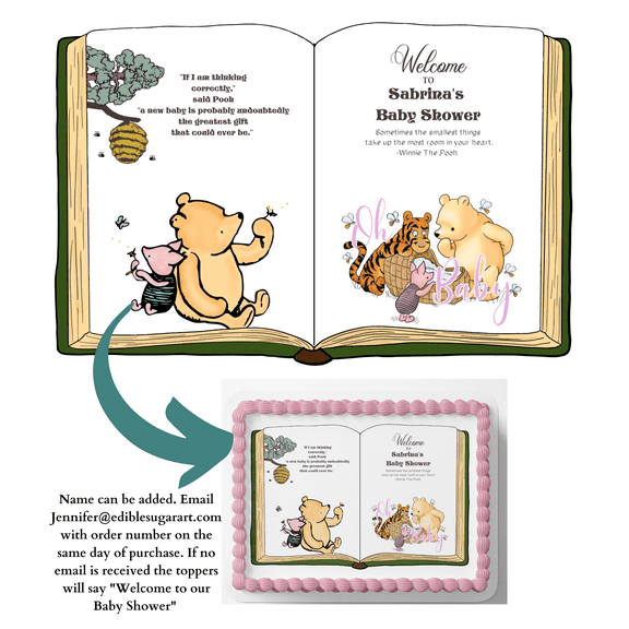 Pooh Bear Baby Shower Cake Topper Edible Image Pooh Bear Cake Topper Picture on cake