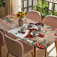 thumbnail image 3 of Christmas Table Cloths for 5 Foot Rectangle Tables, Snowman Xmas Tree Snowflake Winter Wooden Patio Waterproof Elastic Fitted Tablecloths, Washable Rectangular Table Cover for Camping, 3 of 8