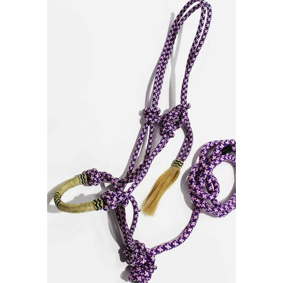 Horse Nylon Rope HALTER Lead Rope Rawhide Noseband Purple Pink Tack Hair  60655
