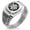 Silver, variant on Stainless Steel Máscara Samurai Crest CZ Ribbed Needle Stripe Pattern Biker Style Polished Ring