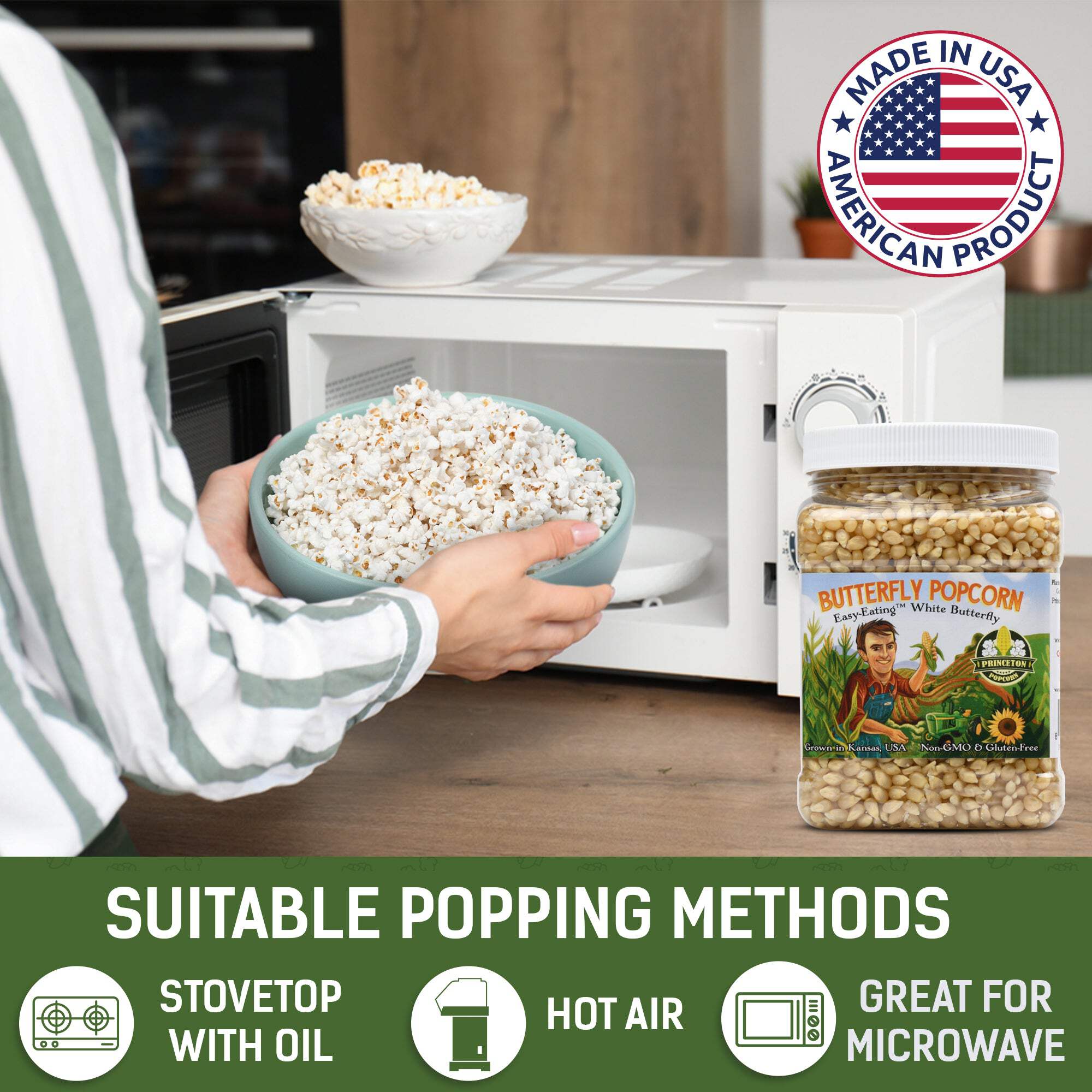 2lb Butterfly Shaped Unpopped White Popcorn Kernels