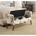 thumbnail image 2 of Home Square 2 Piece Designs4Comfort Fabric Storage Bench Set in Beige Botanical, 2 of 5