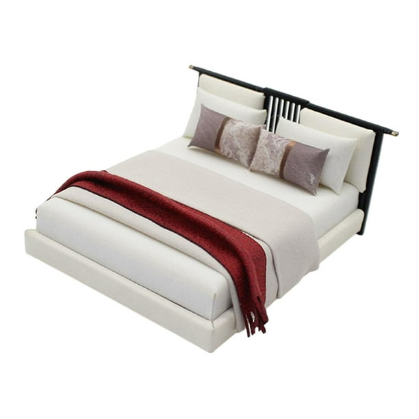 Decoración de cama para casa de muñecas 1/20, artesanía china, exhibición versátil, juego de simulación para niños Estilo A