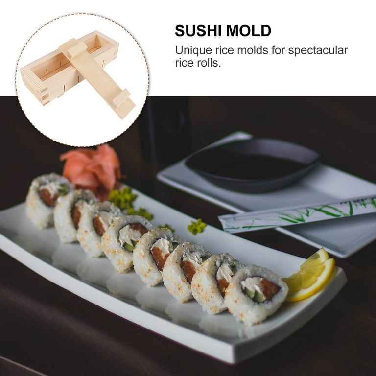 Wood Sushi Press, DIY Sushi Box Making Kit, Sushi Maker Press  for Cooking Home Sushi Rice Roll Mold Tool Set: Sushi Plates