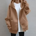 thumbnail image 2 of kamemir Hoodies for Women Zip up Hoodies for Women Full Zip Up Cropped Sweatshirts Casual Hooded Pullover Sweaters Tops Fall Winter Clothes 2024(Khaki,M), 2 of 4