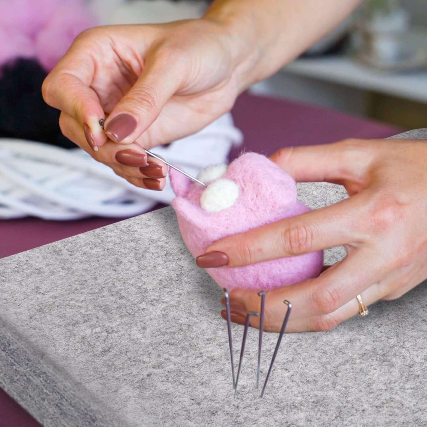 4 Pack Wool Ironing & Felting Mats (10x10 in) - Needle Felting Pad | Heat-Resistant Felt Ironing Mats for Crafts, Dry Cleaning & DIY Projects