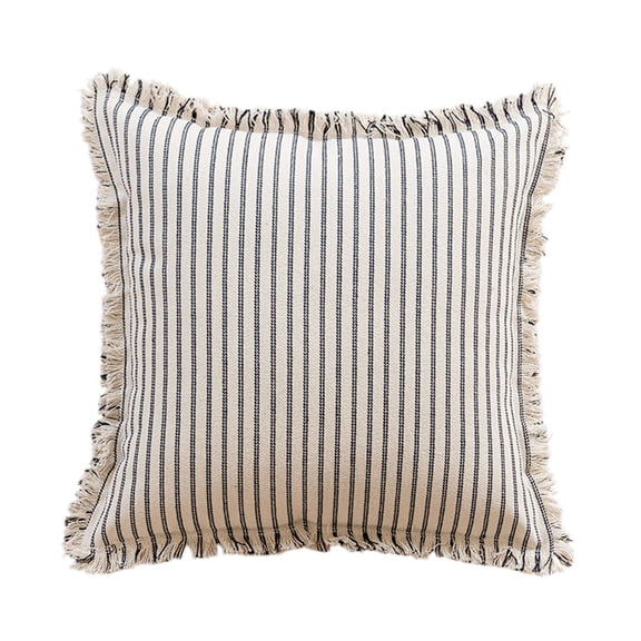 Throw Pillow Cover with Tassel and Wind Stripe Design Sofa Throw Pillow Cover for Living Room Cushion 45x45cm/17.71x17.71In Throw Pillow Inserts Not Included