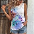 thumbnail image 2 of Top de verano para mujer, cuello redondo, sin mangas, estampado de flores, camiseta básica informal de verano, 2 of 8