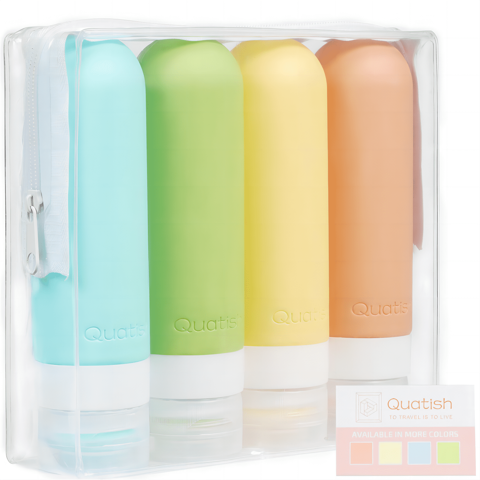 Quatish Travel Bottles for Toiletries, 4 Pack Leak Proof Travel Size Containers, BPA Free