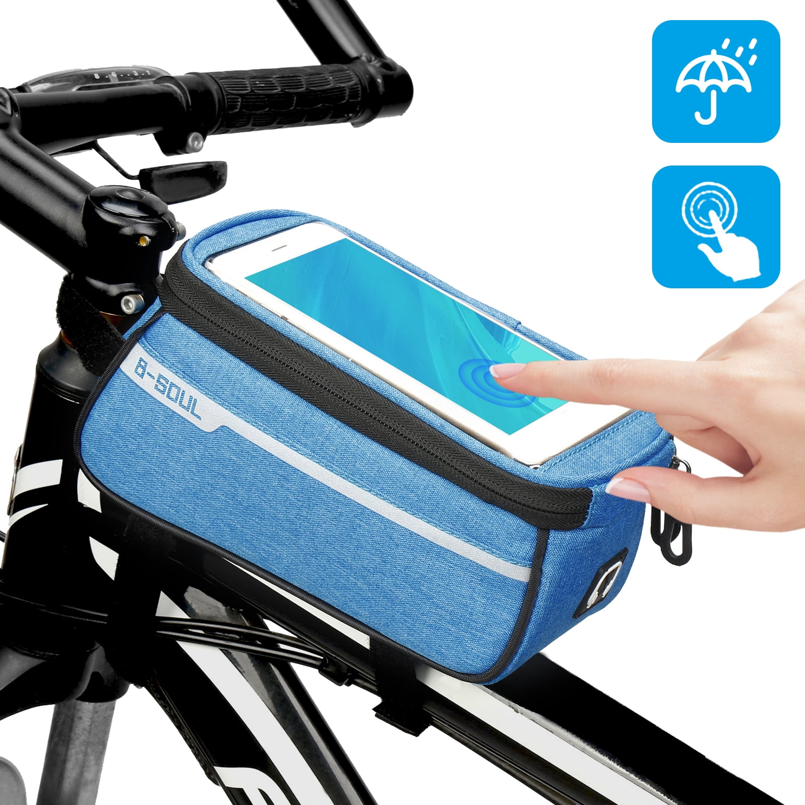 Bag Handlebar Front Bike Bicycle Cycling Basket Waterproof Tube Frame Storage 