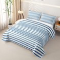 thumbnail image 3 of Castle Fairy Mid Century Horizontal Stripe Twin Quilt Set 2 Pieces,Vintage Thin Line Twin Coverlet Set,Navy Blue White,1 Bedspread and 1 Pillowcase, 3 of 7