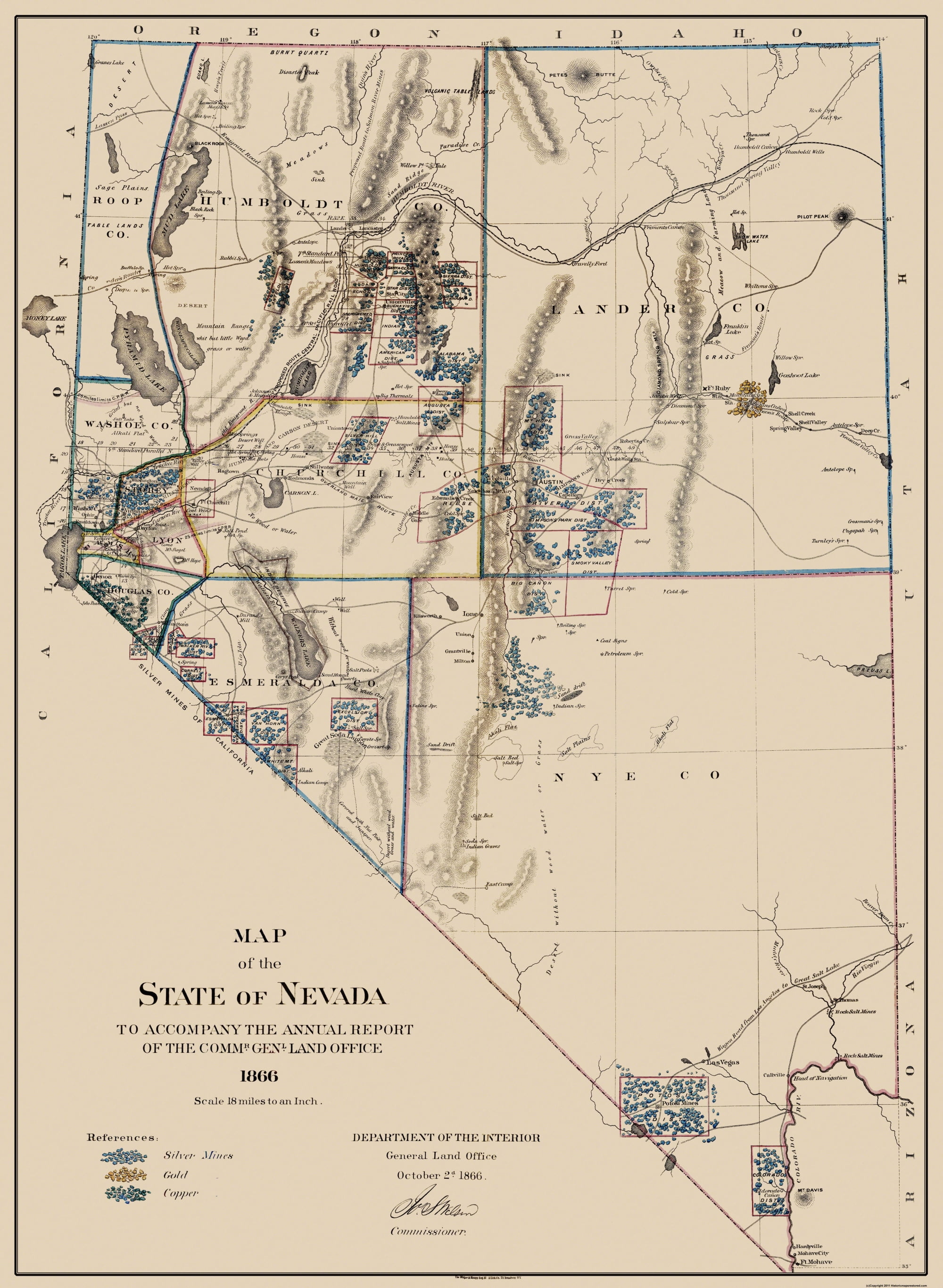 Usgs Gold Maps Nevada Gold Silver Copper Mines Nevada - Usgs 1866 - 23 X 31.44 - Walmart.com -  Walmart.com