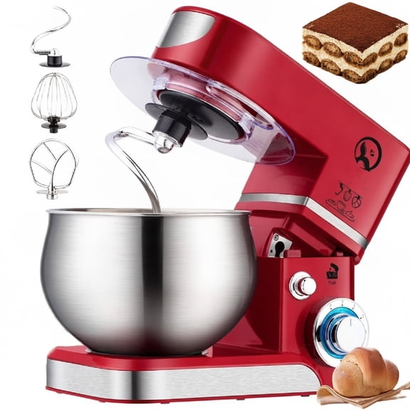 Eurhowing 6.5 QT Stand Mixer 600W, 6-Speed Tilt-Head Electric Kitchen Mixer with Dough Hook, Whisks, Beater & Stainless Steel Bowl for Bread Cake Baking, Home Use