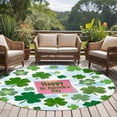 thumbnail image 4 of Round Rugs 5 Ft, Pink St. Patrick's Day Non Slip Area Rugs for Kitchen Bedroom Entryway, Green Shamrock Leaves Blue Cloud Washable Carpet Runner Rug Floor Mats for Bedroom Home Decor, 4 of 8
