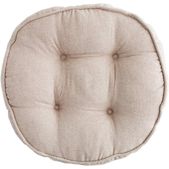 Soft Chair Pads 18 inch Diameter Super Comfy Thicken Solid Color Round Seat Cushion for Kitchen Dining Room Office Chairs (Beige,18" x 18")
