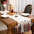 thumbnail image 5 of Christmas Table Runner 13x72 Inch, Xmas Tees Snowflakes Holiday Decorative Farmhouse Table Decoration for Kitchen Dinning, Indoor Outdoor Dinner Party Decor ((Red & Black) GT165-72, 5 of 6