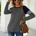 thumbnail image 6 of SHIBEVER Womens Long Sleeve Tops Casual Fall T shirts Fashion Crew Neck Striped Color Block Shirts Tunic Tops Trendy Gray Blouses XL, 6 of 10