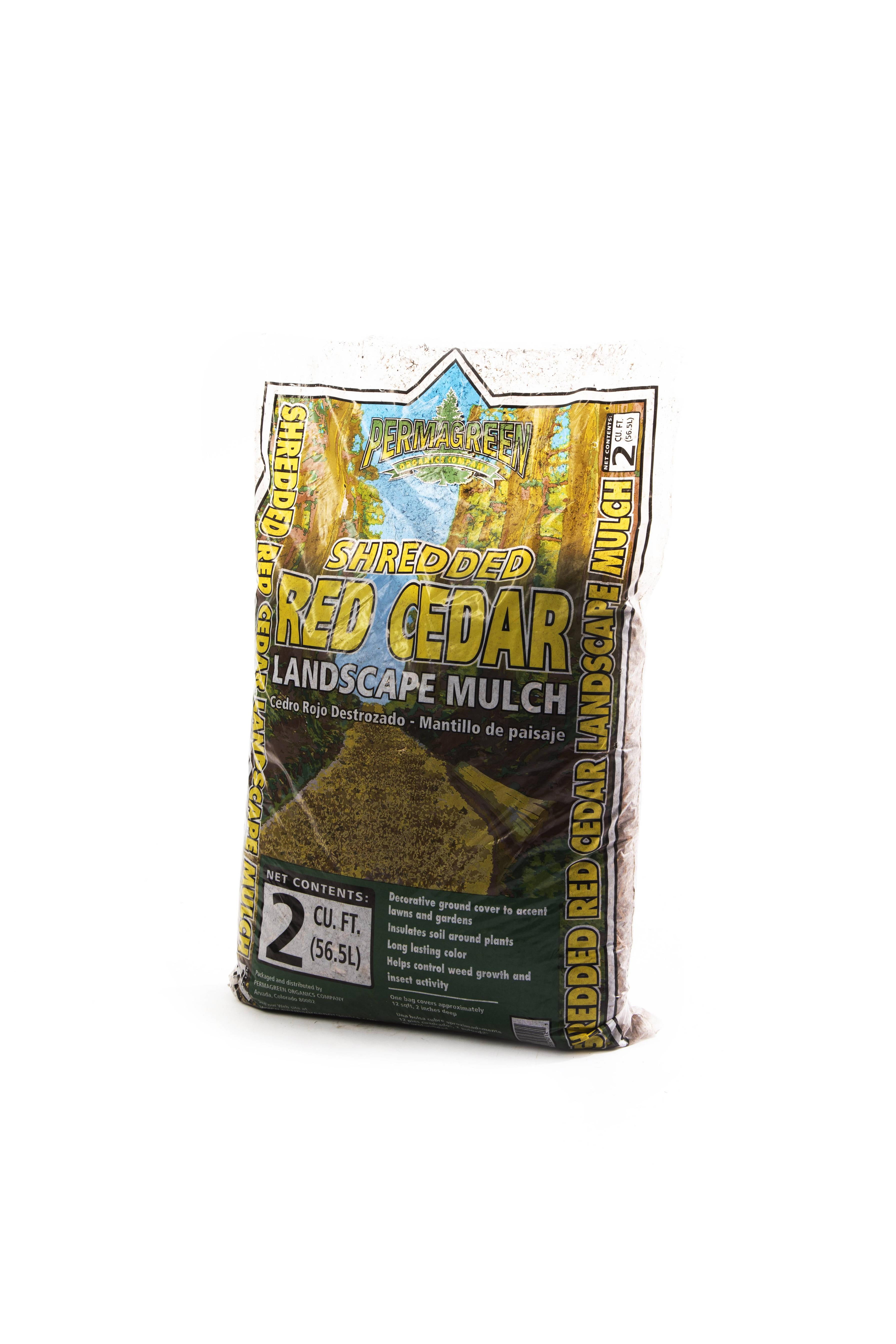 PermaGreen Natural Shredded Red Cedar Mulch, 2 Cu. ft.