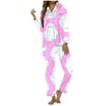 thumbnail image 3 of Womens Halloween Pajamas Theme Full Printed 2 Pc Long Sleeve Pocket Button Down Lapel Shirts Loose Casual Pants Soft Fall Winter Silk Sleepwear Comfy Loungewear Sets Woman C L, 3 of 6