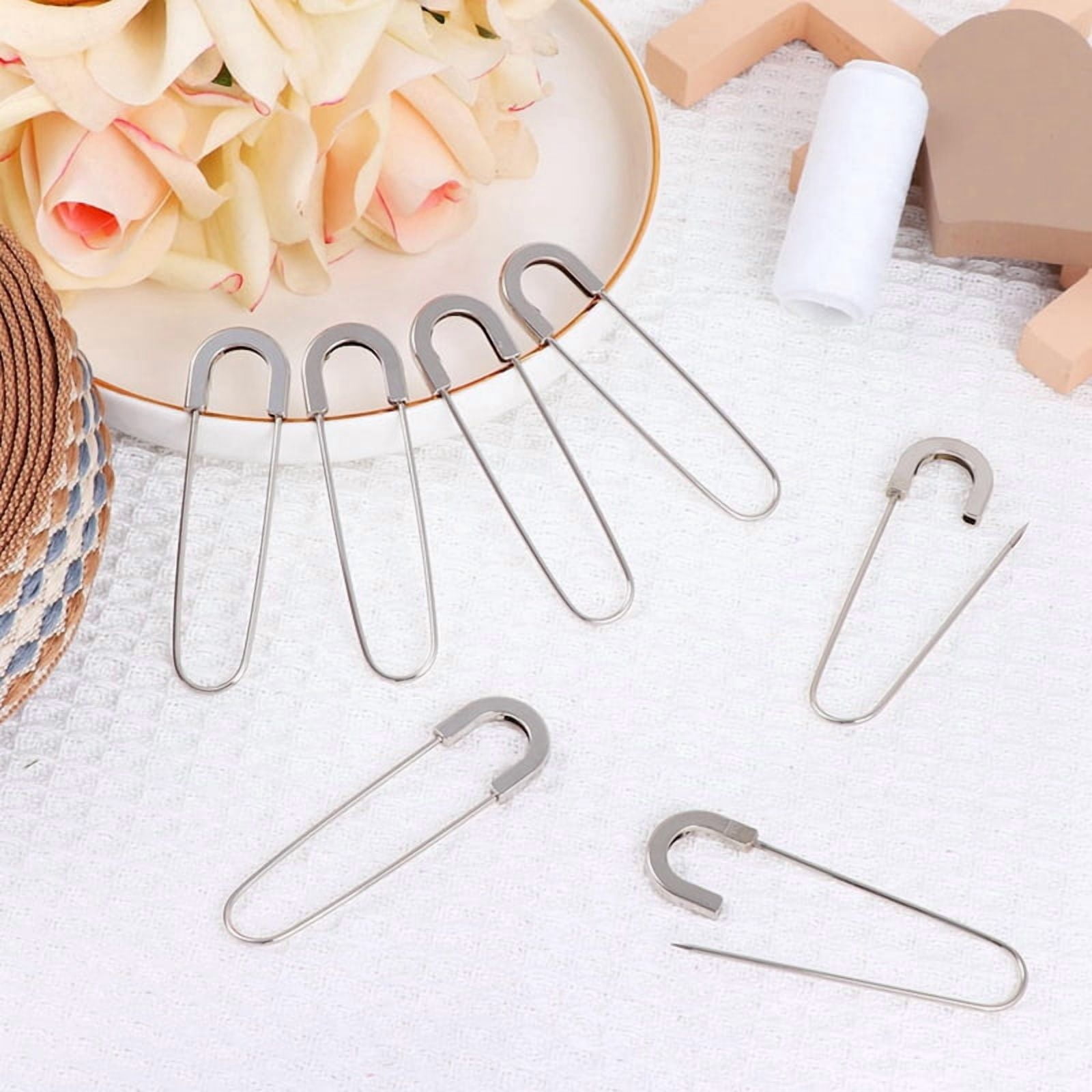Extra Large Safety Pins Heavy Duty 3 Inch-60 PCS Coilless Pins Sewing Pin Brooches-Giant Safety Pins, Silver