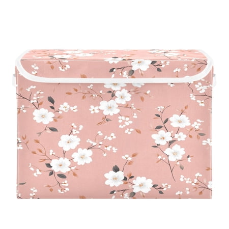 16.5x12.6x11.8in Foldable Flip-Top Storage Bin Dustproof Magic Tape Closure Ideal for Home & Toy Organization,Many Floral