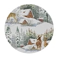 thumbnail image 4 of HAOXIT Winter Snow Landscape Tablecloth Elastic Edge Fitted Tree Deer Table Cover Fits Round Tables  31"-35, 4 of 8