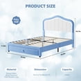 thumbnail image 2 of Tamaño completo forrado tamaño individual-size platform marco de cama con almacenamiento cajón y smart LED cabecero niños de madera slats support no necesita colchón base fácil montaje, 2 of 7