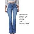 thumbnail image 3 of Jeans acampanados para mujer Jeans acampanados de talle alto con pantalones de mezclilla rasgados de pierna ancha clásica Azul claro 70, 3 of 5
