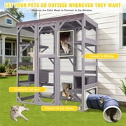 Aivituvin Catio Large Cat House Outdoor Walk in Outdoor Cat Enclosure Indoor Cage Kitty Condo Playpen with Door, Platform, Scratch Post, Hammock - 70