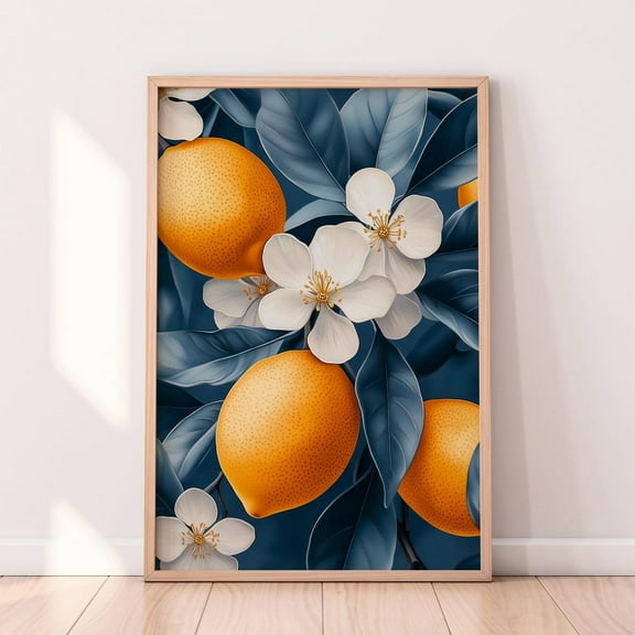 Citrus Grove Wall Art – Vibrant Lemon Botanical Print, Mediterranean Fruit Fresh Summer Art For Kitchen Decor Wall Art, Modern Wall Decor, 8x12 UNFRAMED